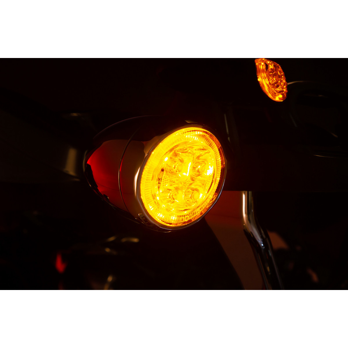 Ciro #45600 - Turn Signal Insert - Amber/White LED - Smoke Lens - Chrome