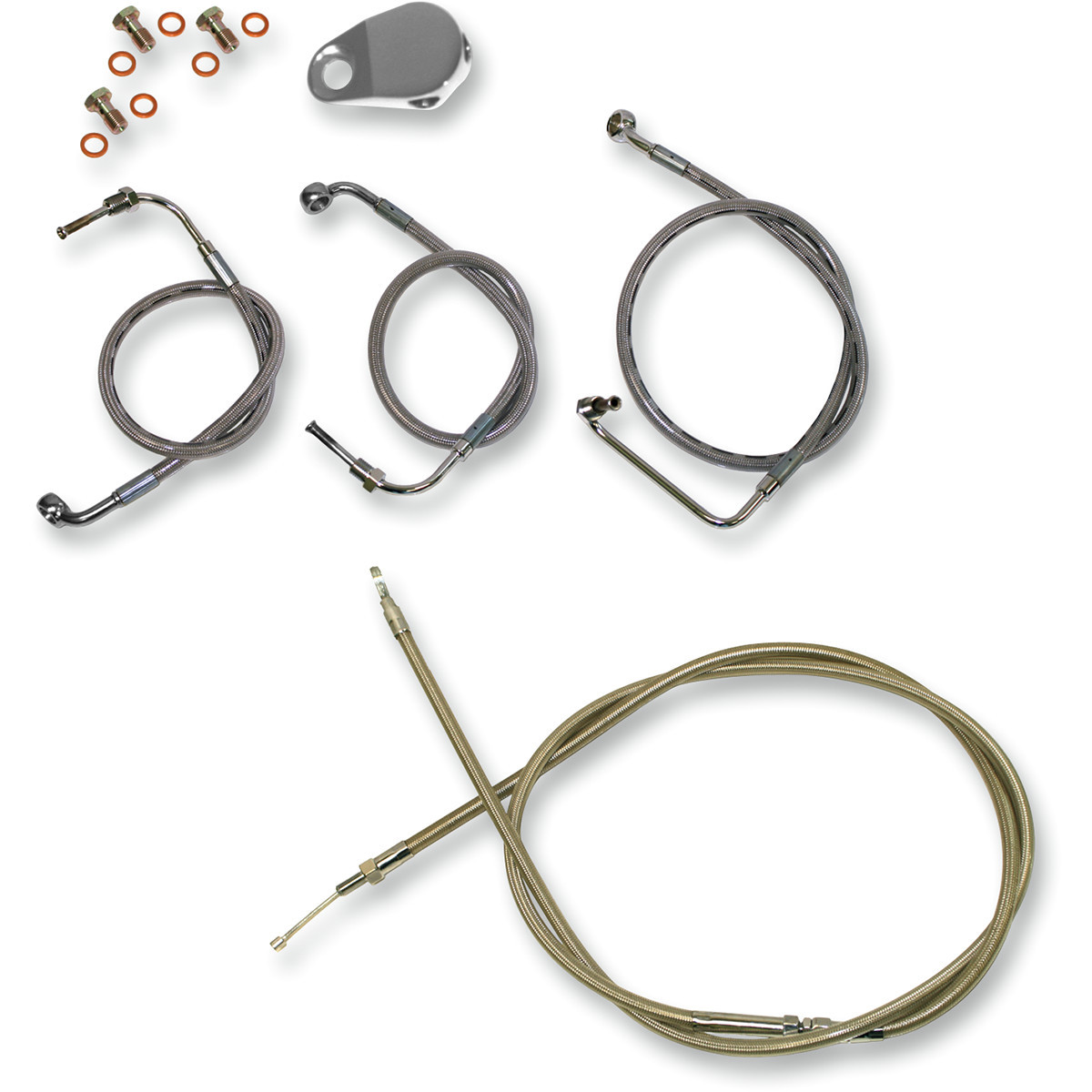 LA Choppers #LA-8010KT-16 - Standard Stainless Braided Handlebar Cable/Brake Line Kit - 15"-17" Ape Hangers - '08-'13 FL