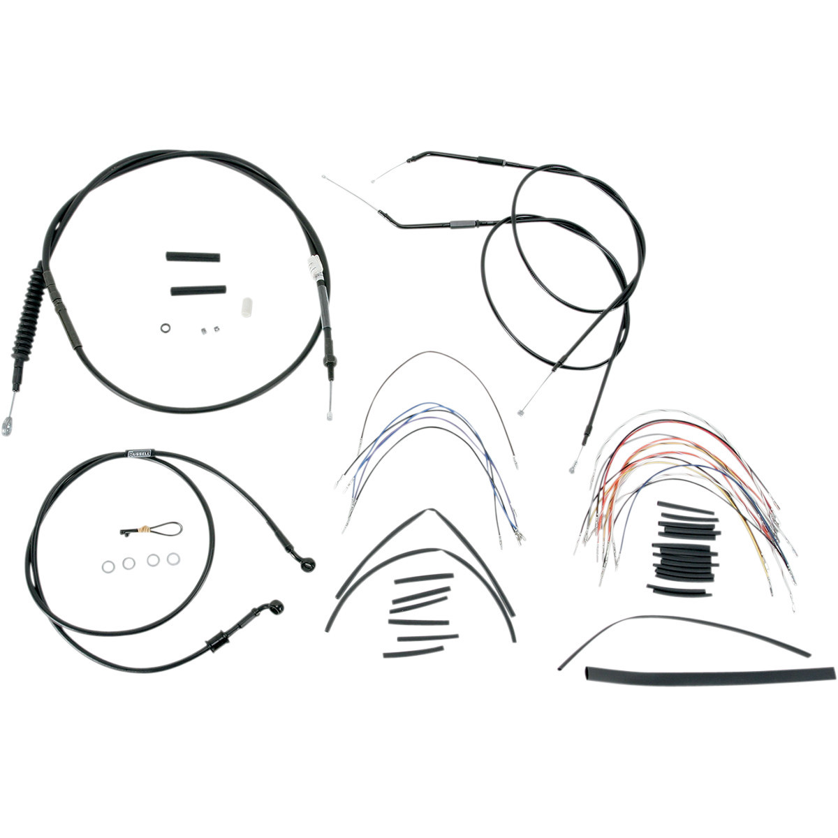 Burly Brand #B30-1005 - Complete Black Vinyl Handlebar Cable/Line Kit for Ape Hangers - 16" - '07-'13 Sportster
