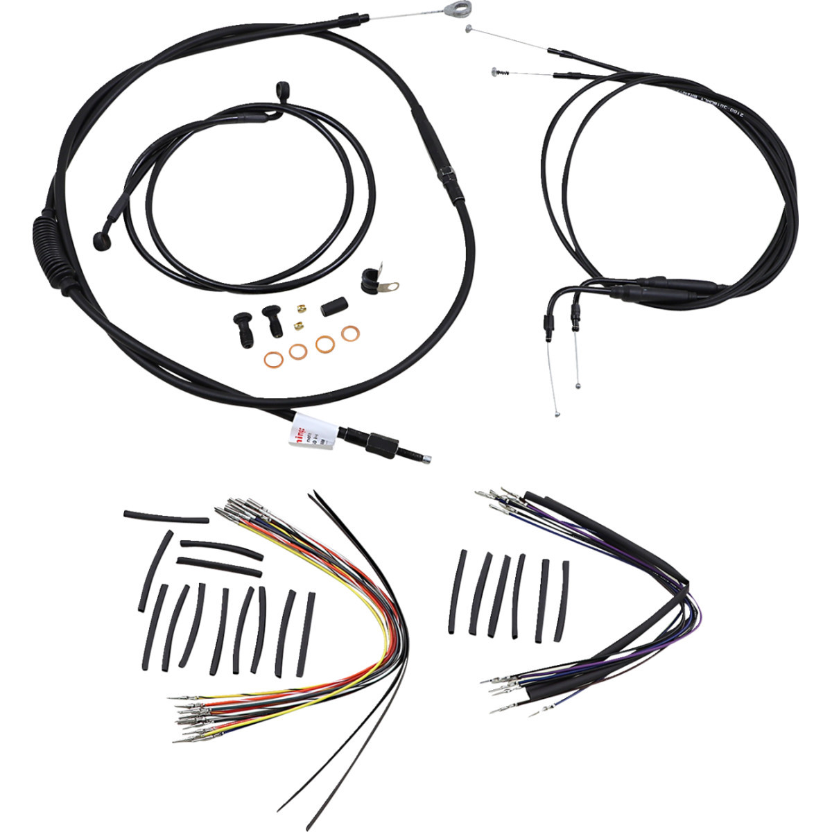 Burly Brand #B30-1013 - Complete Black Vinyl Handlebar Cable/Line Kit for Ape Hangers - 16" - '00-'06 FLST