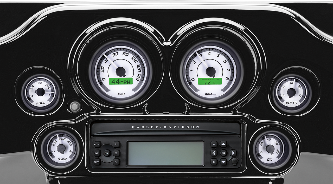 Dakota Digital MVX-8600-WG-K - MVX-8K Series Analog/Digital 6-Gauge Kit - Black Bezel - White Face with Gray Background