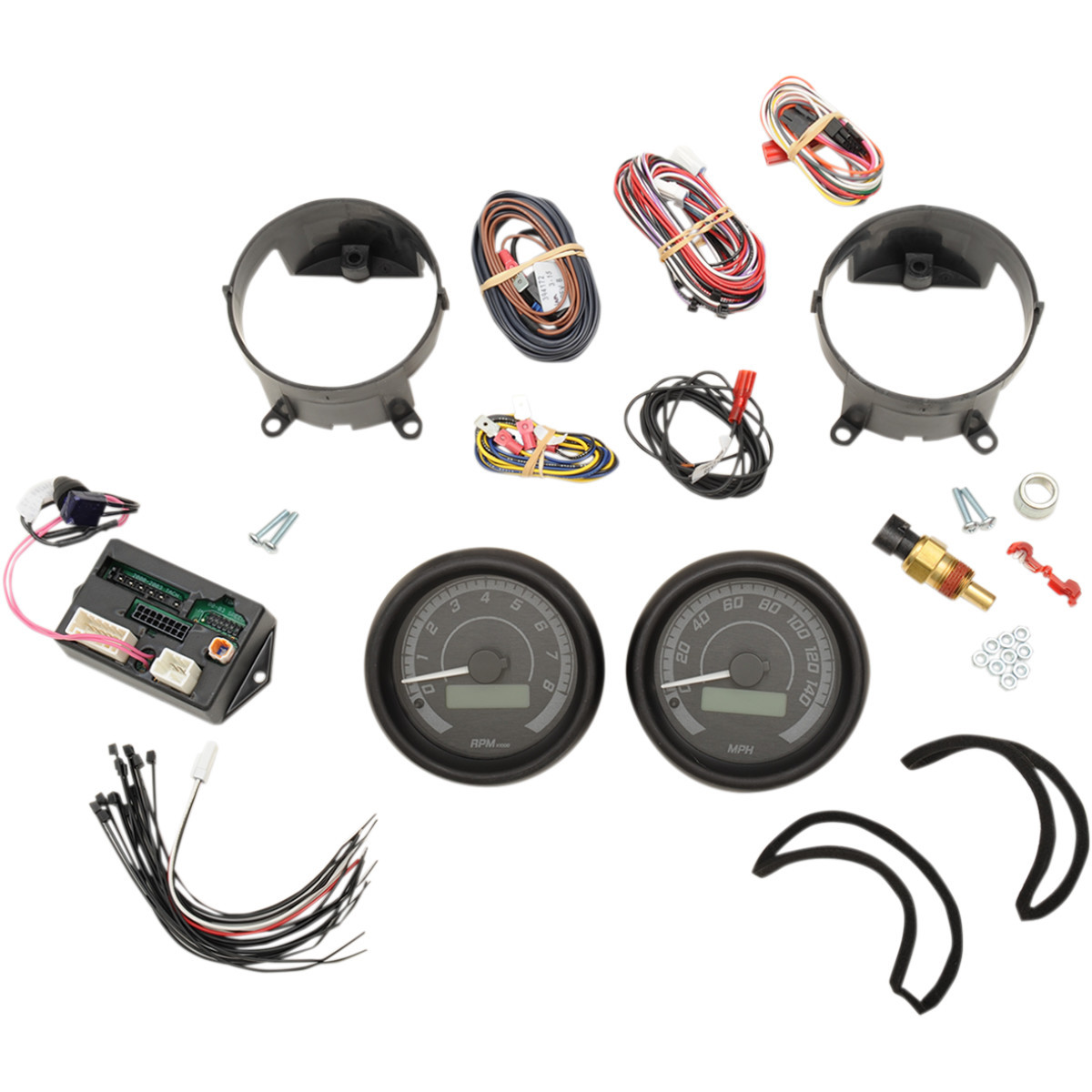 Dakota Digital #MVX-8200-KG-K - MVX-8K Series Analog/Digital 2-Gauge Kit - Black Bezel - Black Face with Gray Background