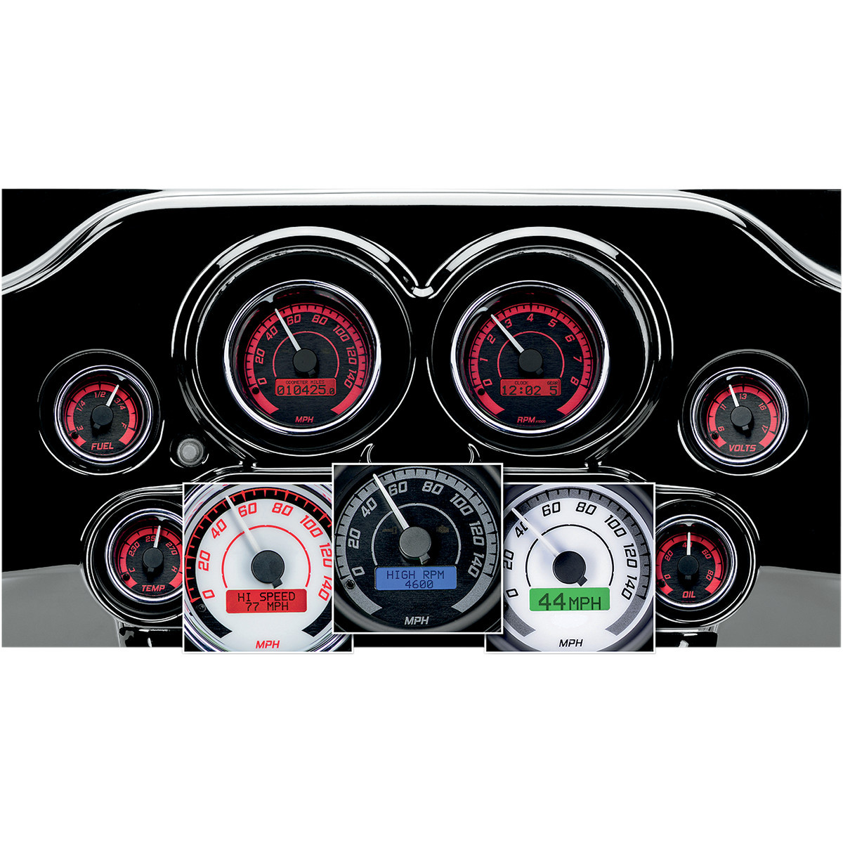 Dakota Digital #MVX-8200-KG-K - MVX-8K Series Analog/Digital 2-Gauge Kit - Black Bezel - Black Face with Gray Background