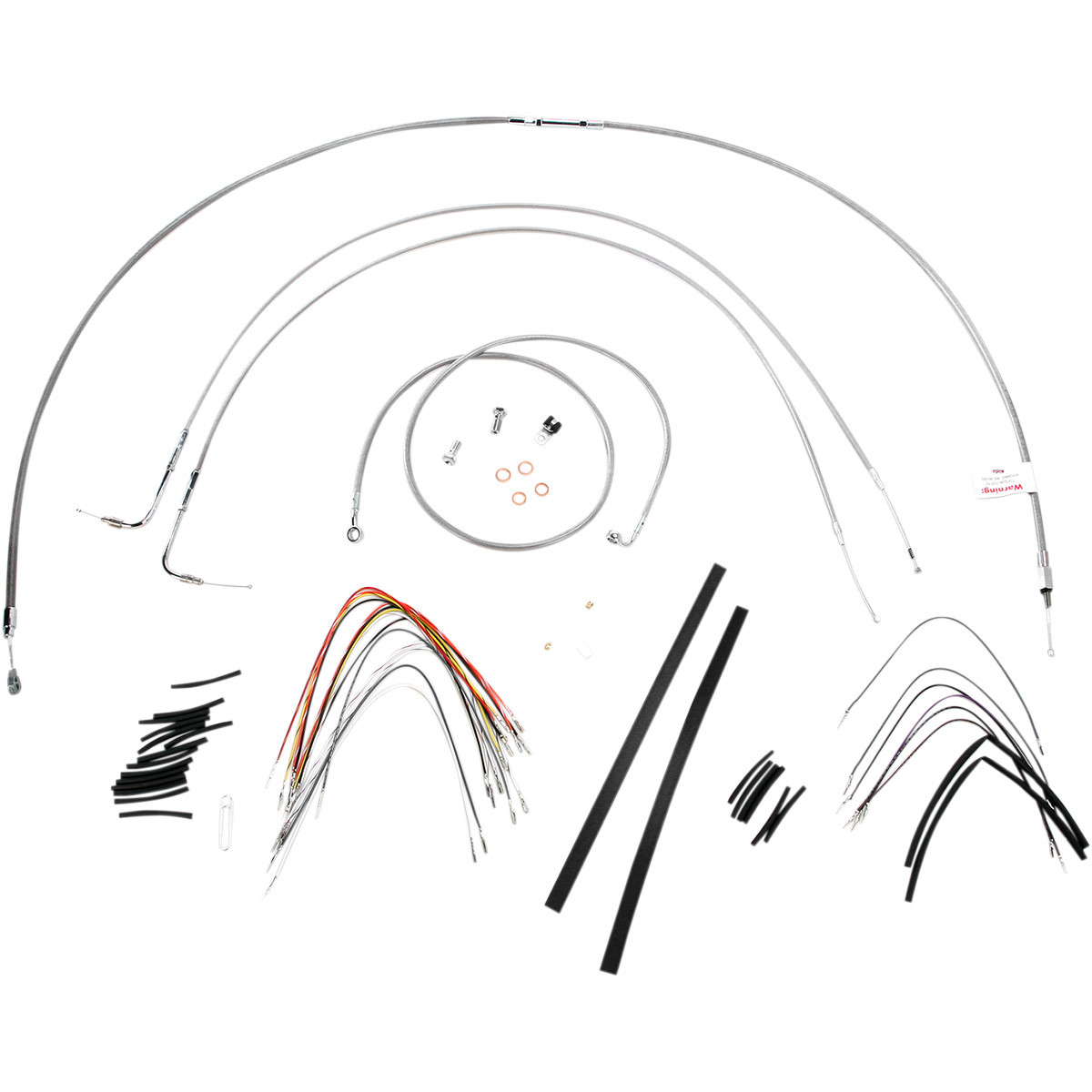 Burly Brand #B30-1054 - Complete Stainless Braided Handlebar Cable/Brake Line Kit - 16" Ape Hangers - '07-'10 FLST