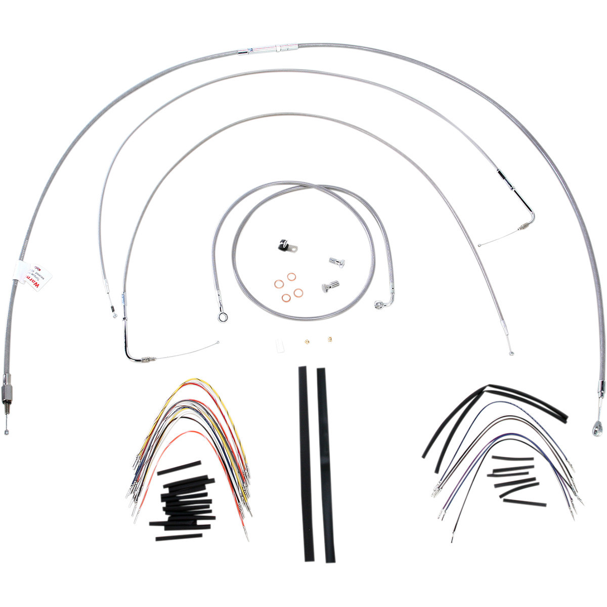 Burly Brand #B30-1057 - Complete Stainless Braided Handlebar Cable/Brake Line Kit - 18" Ape Hangers - '00-'06 FLST