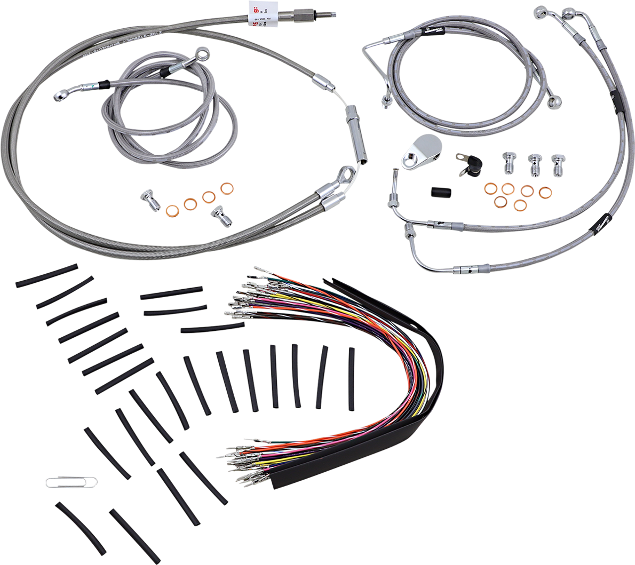 Handlebar Cable/Brake Line Kit - Complete - 13" Ape Hanger Handlebars - Stainless Steel