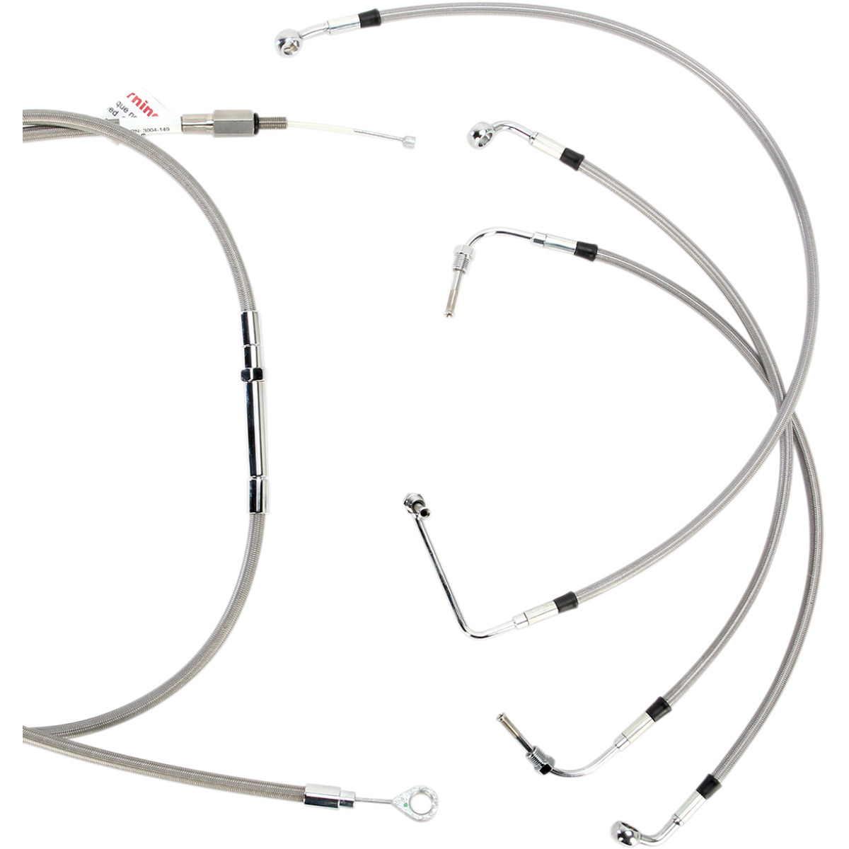 Burly Brand #B30-1103 - Complete Stainless Braided Handlebar Cable/Brake Line Kit - 13" Ape Hangers- '08-'13 FLH