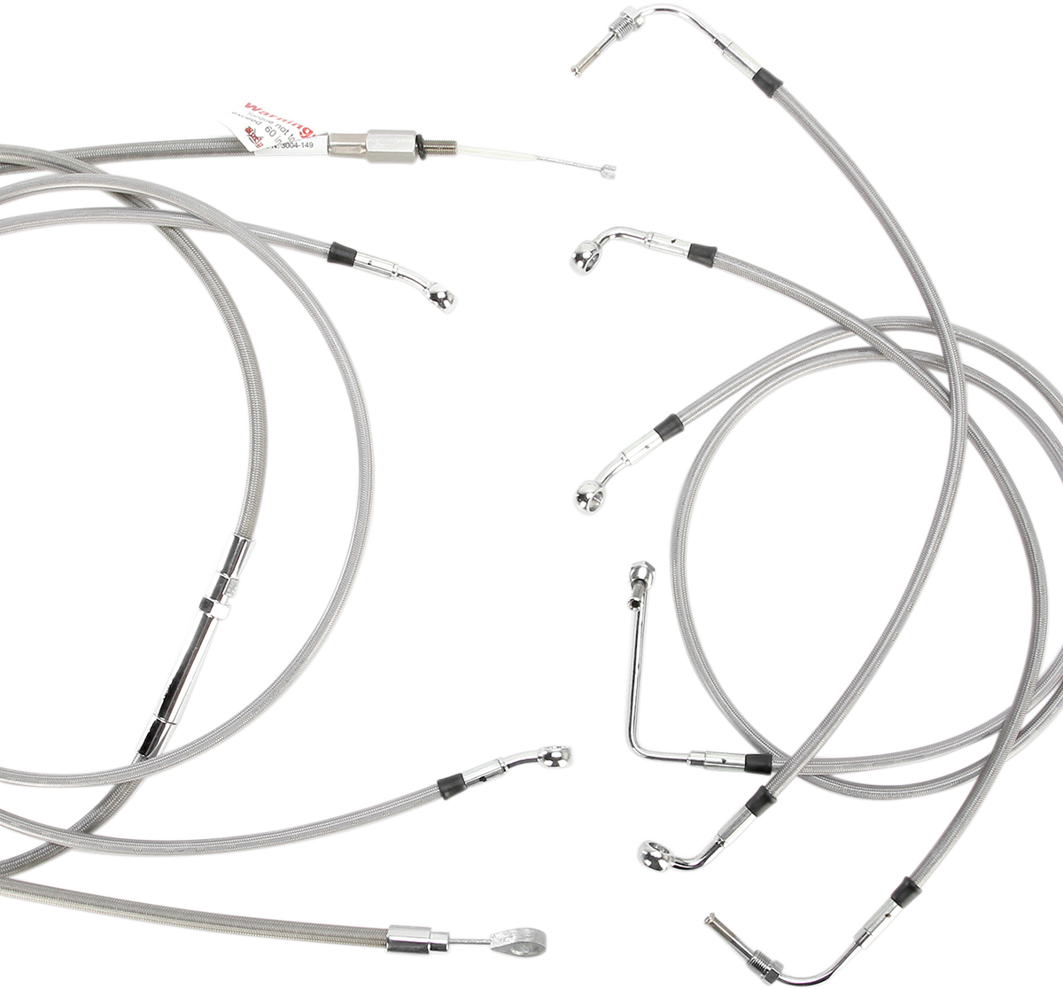 Handlebar Cable/Brake Line Kit - Complete - 15" Ape Hanger Handlebars - Stainless Steel