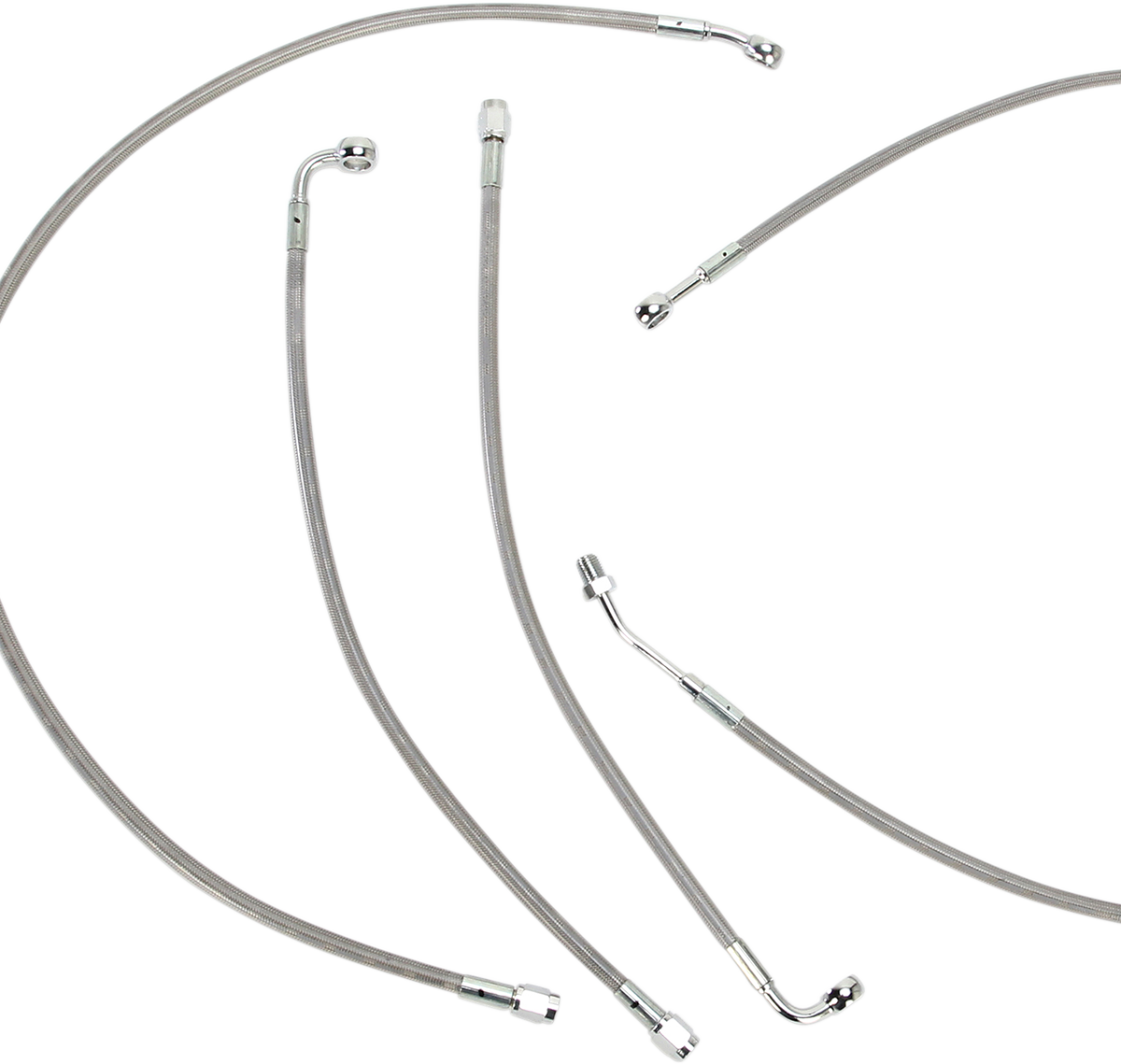 Burly Brand #B30-1118 - Handlebar Cable/Brake Line Kit - Complete - 15" Ape Hanger Handlebars - Stainless Steel