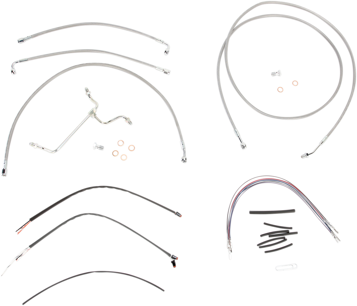 Handlebar Cable/Brake Line Kit - Complete - 15" Ape Hanger Handlebars - Stainless Steel