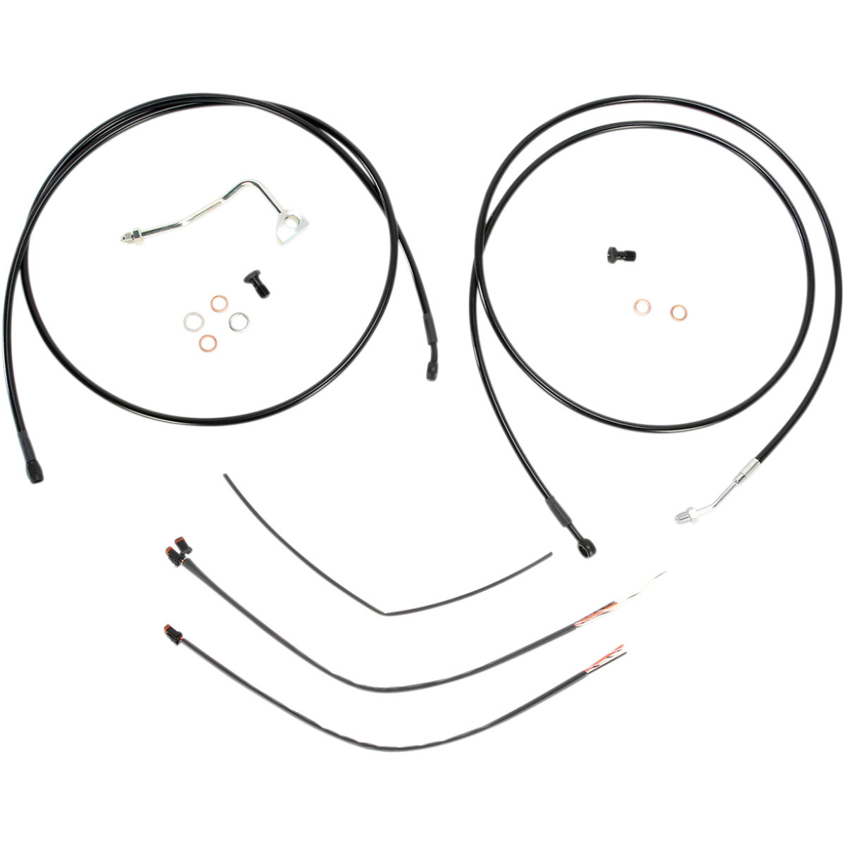 Burly Brand #B30-1115 - Complete Black Vinyl Handlebar Cable/Line Kit for Ape Hangers - 13" - ABS - '14-'16 FLH