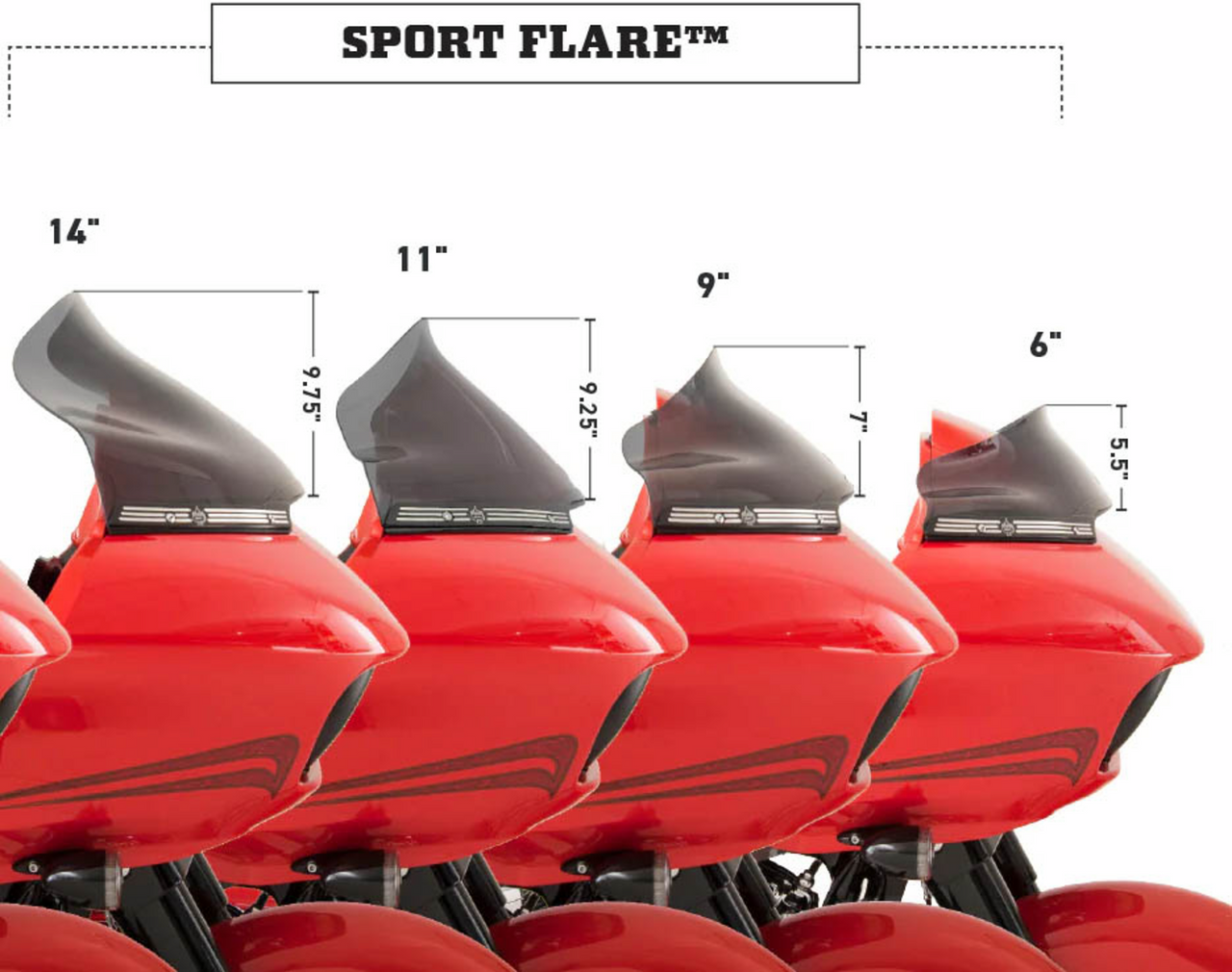 Klock Werks #KWW-01-0621-DS - Sport Flare Windshield - 11" - Dark Smoke - FLTR