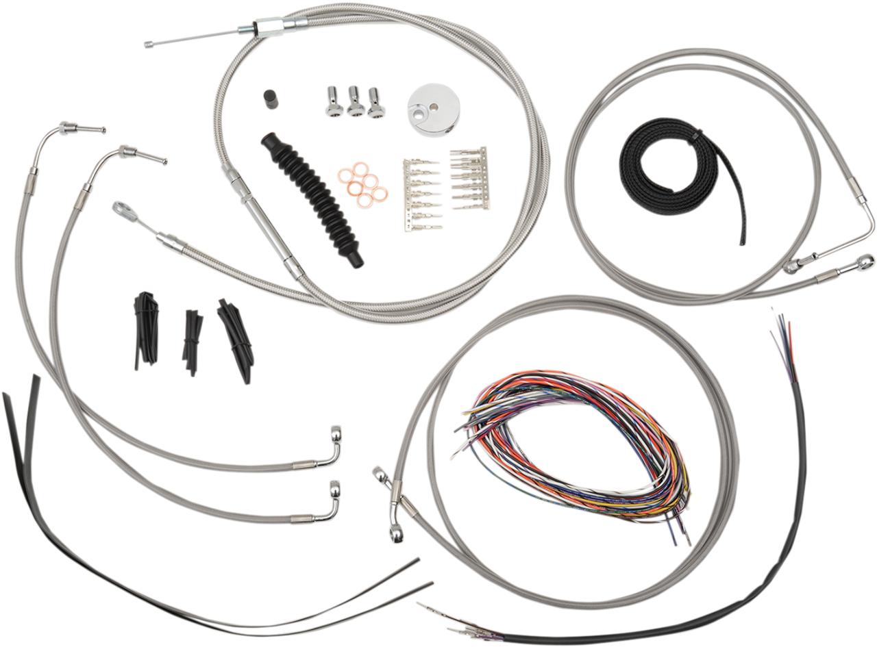 Handlebar Cable/Brake Line Kit - Complete - 15" - 17" Ape Hanger Handlebars - Stainless
