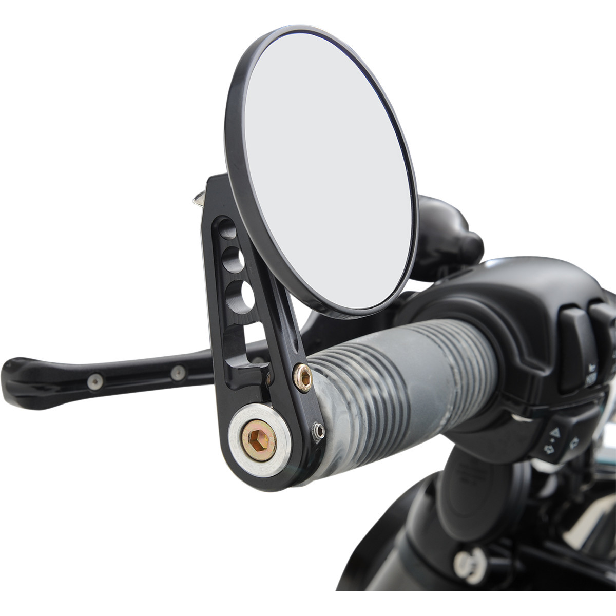 Joker Machine #09-313-DB - Mirror - Bar End/Side View - Round - Black - Straight - 3-1/4"