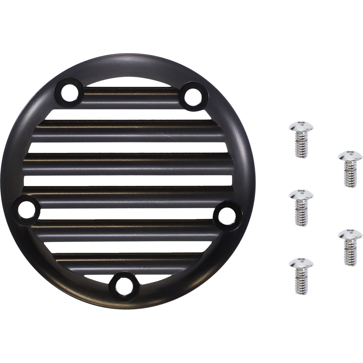 Joker Machine #02-99TC - Points Cover - Finned - 5 Hole - Black Anodized/Silver
