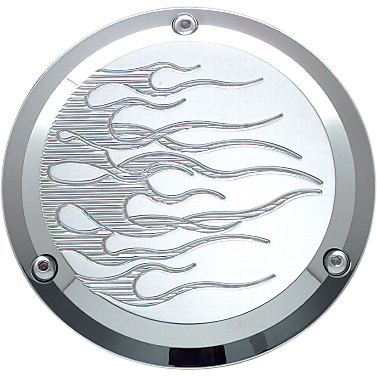 Joker Machine #921017FC - Derby Cover - Flame - Chrome - 3 Hole