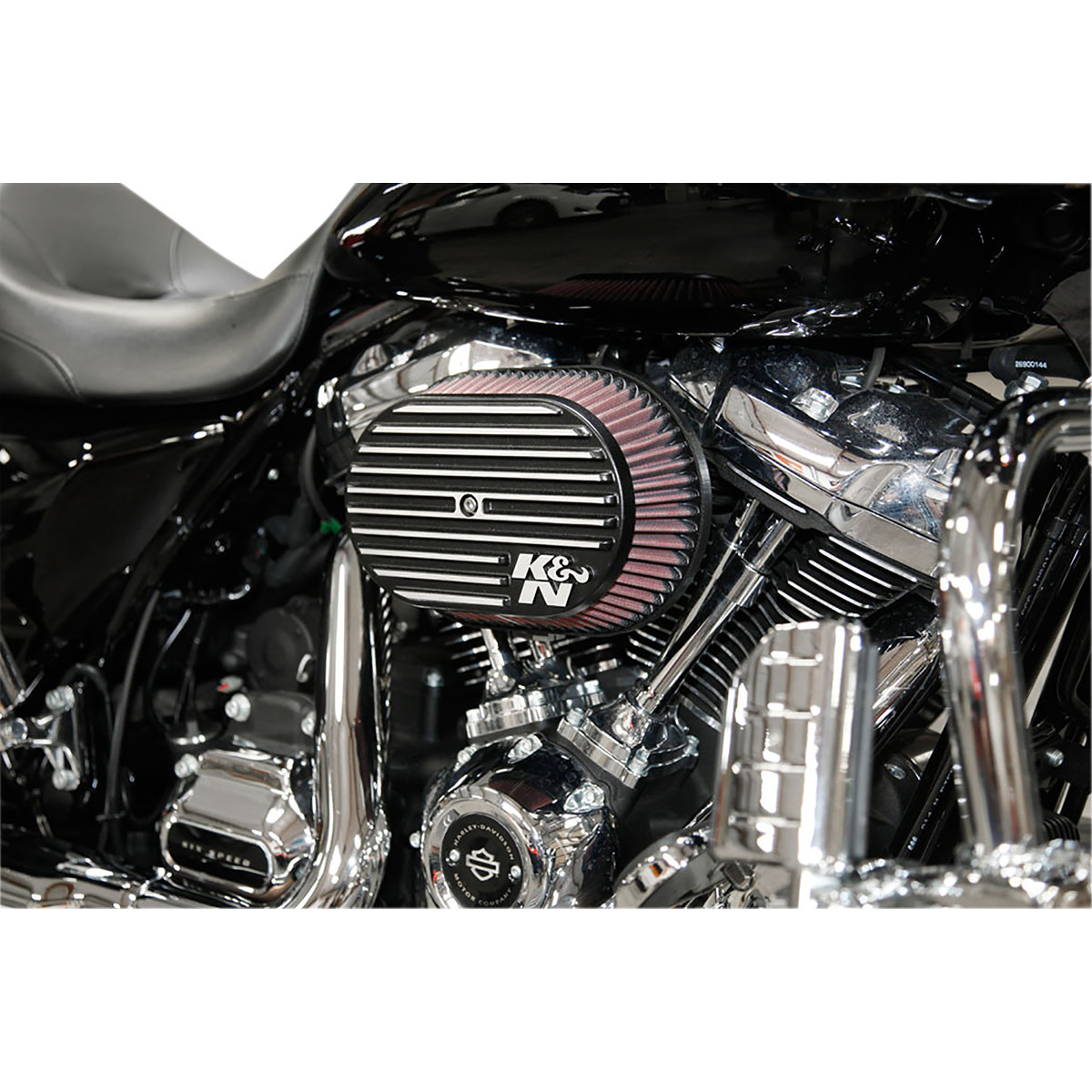 K & N #RK-3953 - Street Metal Air Intake Kit - Side Drift - Black - Twin Cam