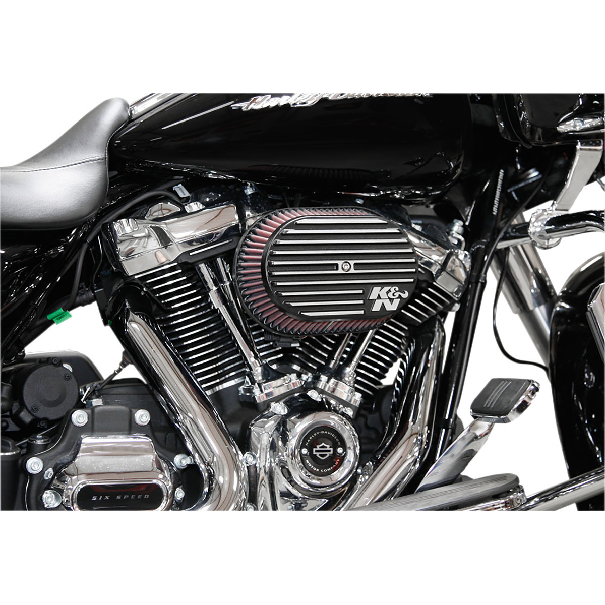 K & N #RK-3953 - Street Metal Air Intake Kit - Side Drift - Black - Twin Cam