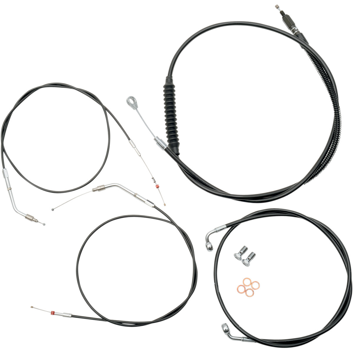 LA Choppers #LA-8320KT-08B - Standard Black Vinyl Handlebar Cable/Brake Line Kit - Mini Ape Hangers - '07-'22 Sportster