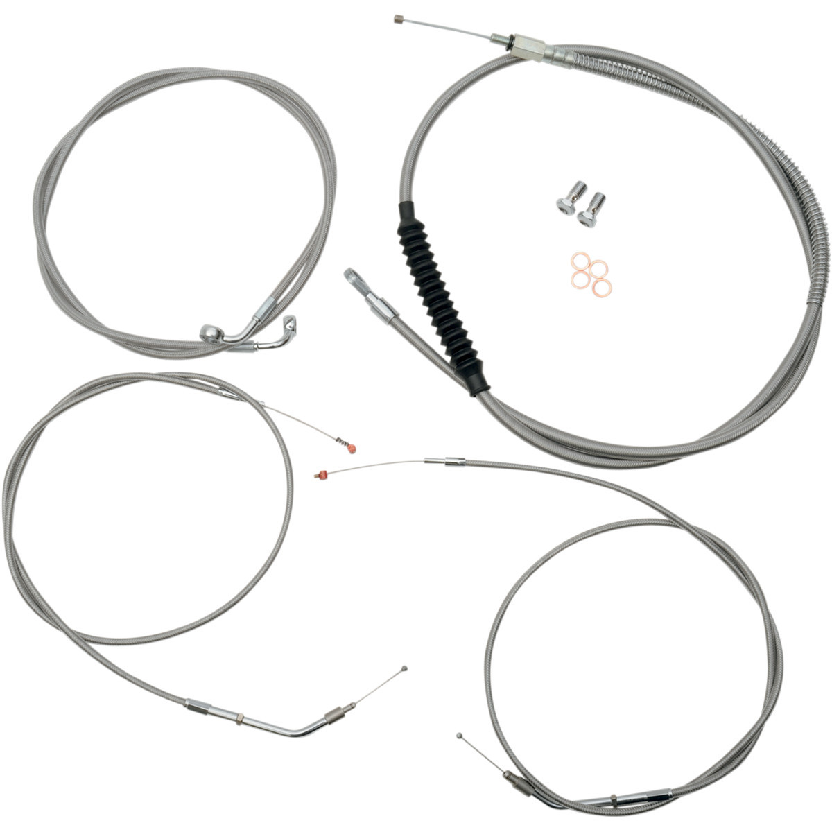 LA Choppers #LA-8310KT-16 - Standard Stainless Braided Handlebar Cable/Brake Line Kit - 15"-17" Ape Hangers - '04-'06 Sportster