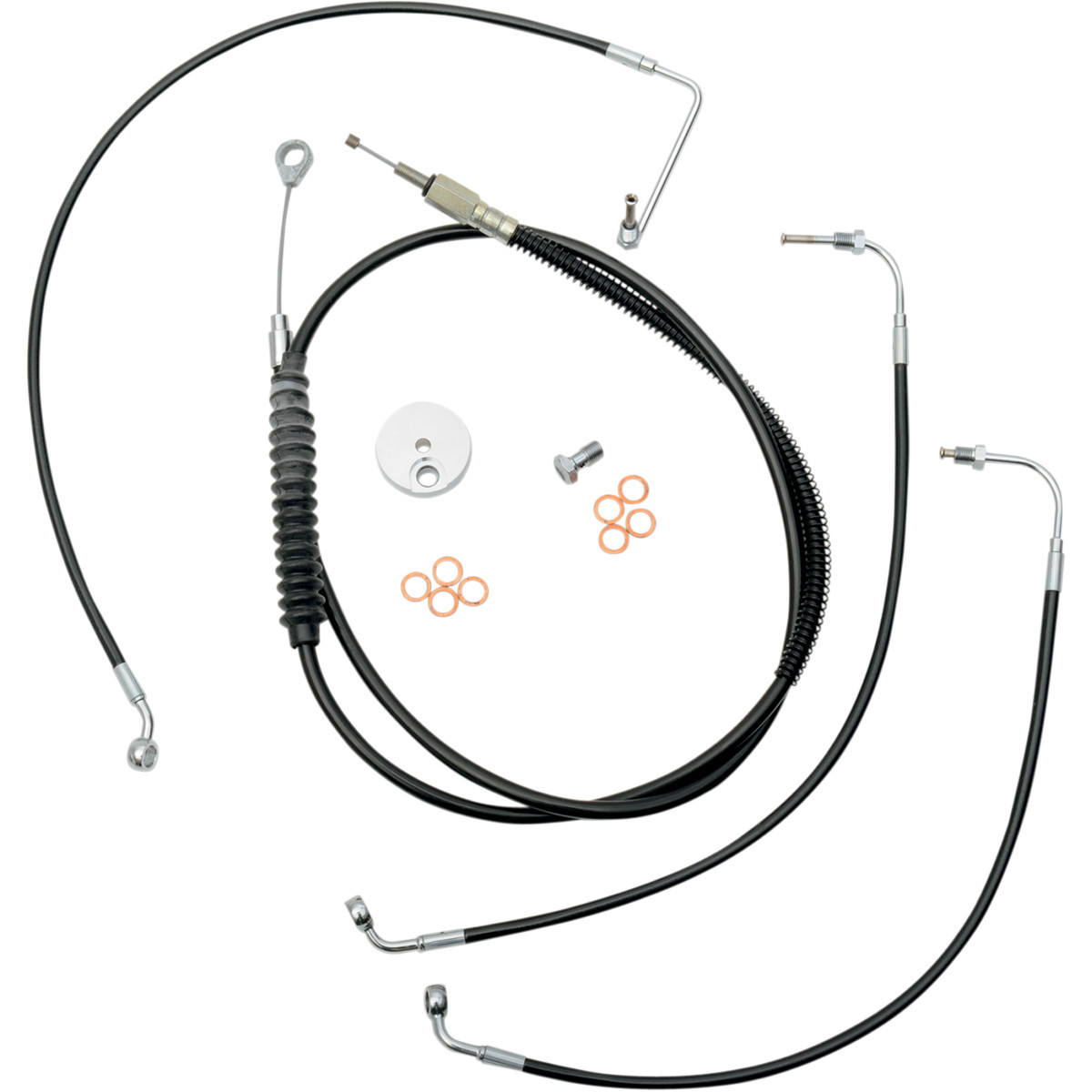 LA Choppers #LA-8010KT-13B - Standard Black Vinyl Handlebar Cable/Brake Line Kit - 12"-14" Ape Hangers - '08-'13 FL