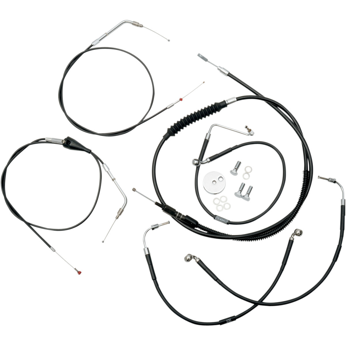 LA Choppers #LA-8006KT-19B - Standard Black Vinyl Handlebar Cable/Brake Line Kit - 18"-20" Ape Hangers - '96-'07 Touring