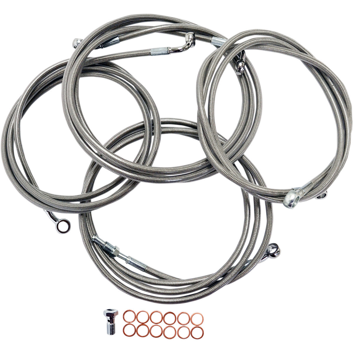 LA Choppers #LA-8052KT-13 - Standard Stainless Braided Handlebar Cable/Brake Line Kit - 12"-14" Ape Hangers - '14-'16 Touring