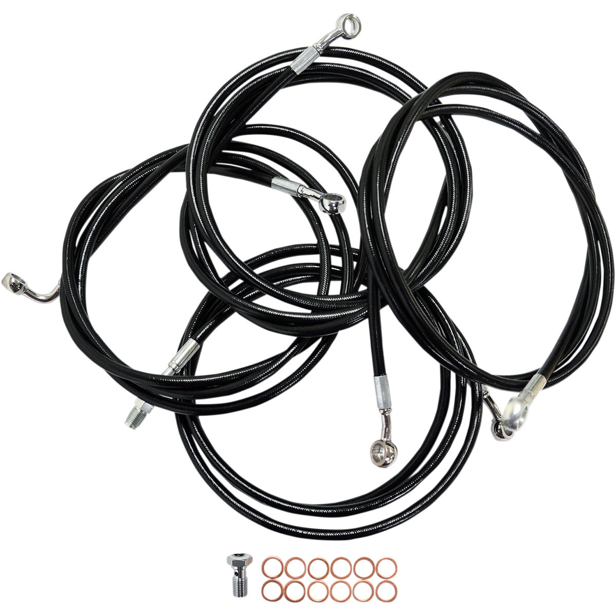 LA Choppers #LA-8052KT-19B - Standard Black Vinyl Handlebar Cable/Brake Line Kit - 18"-20" Ape Hangers - '14-'16 FLH