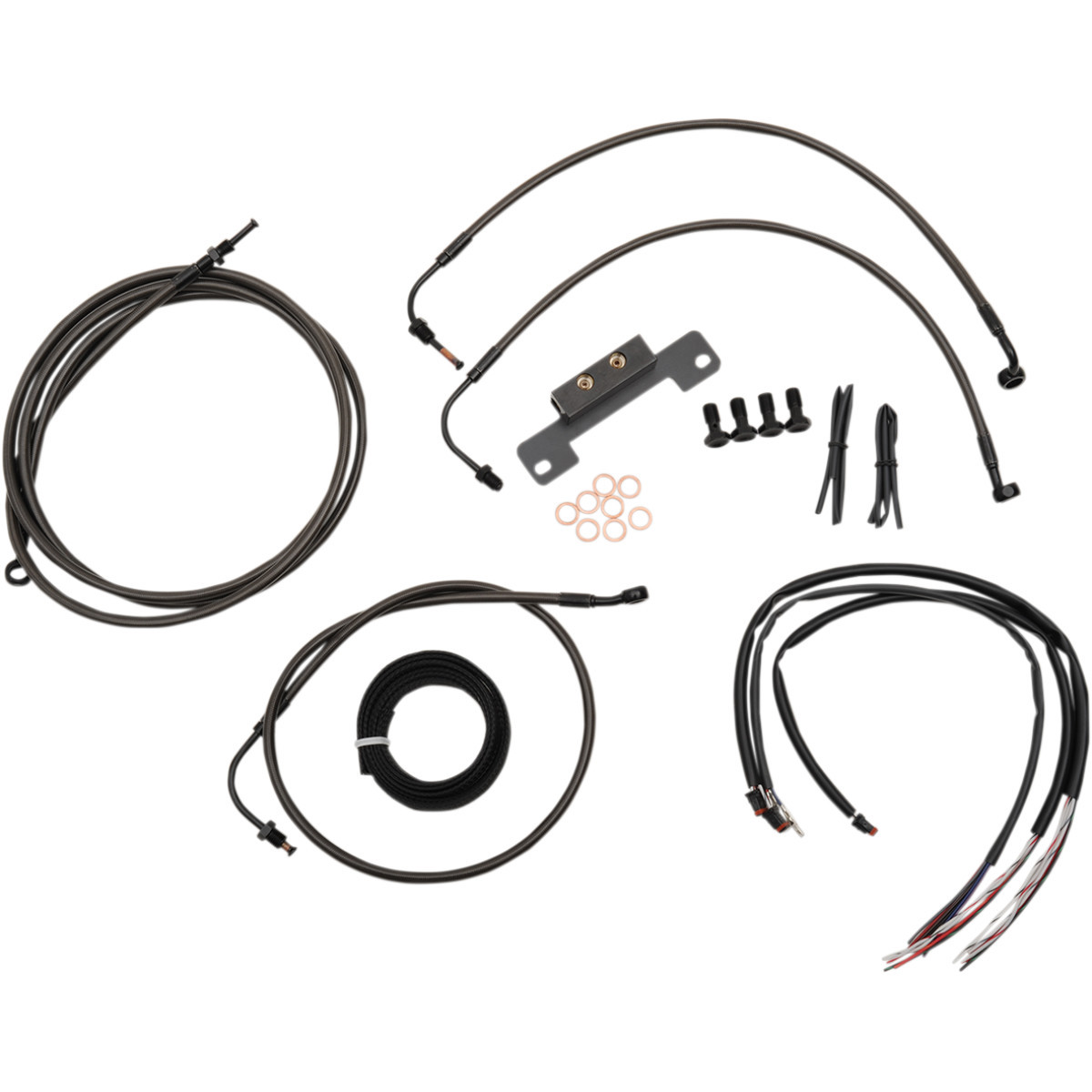 LA Choppers #LA-8012KT2-13M - Complete Midnight Braided Cable Kit - 12"-14" Handlebars - '14-'15 FLHX