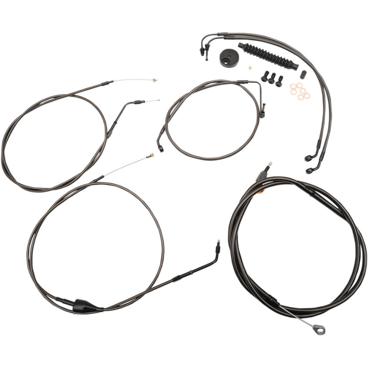 LA Choppers #LA-8006KT-16M - Standard Midnight Braided Handlebar Cable/Brake Line Kit - 15"-17" Ape Hangers - '96-'07 FLTR