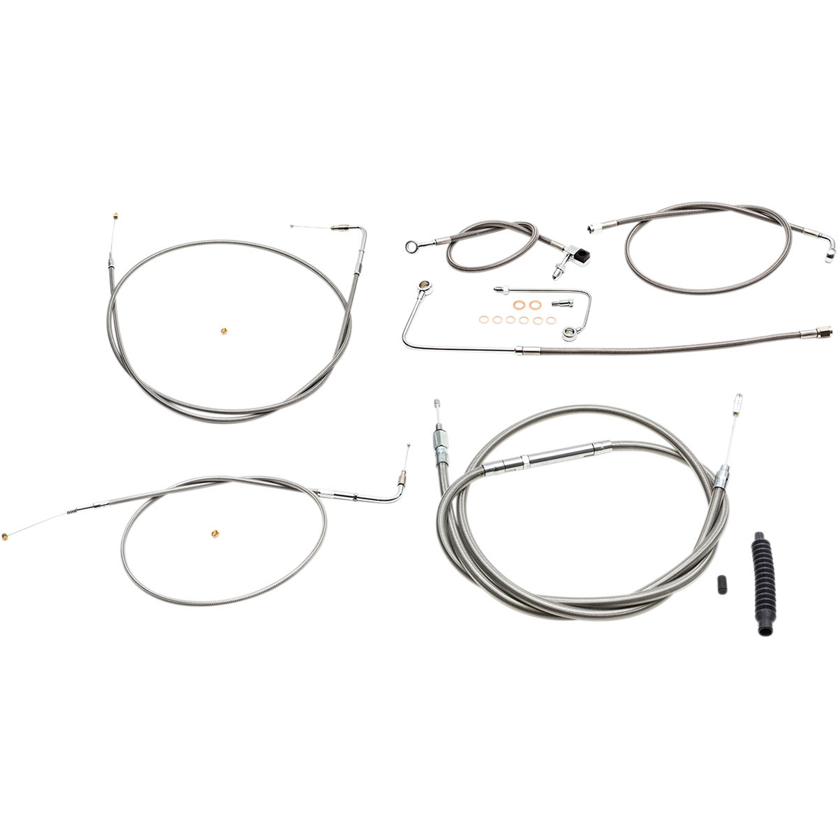 LA Choppers #LA-8151KT-16 - Standard Stainless Braided Handlebar Cable/Brake Line Kit - 15"-17" Ape Hangers - '15-'17 FLS