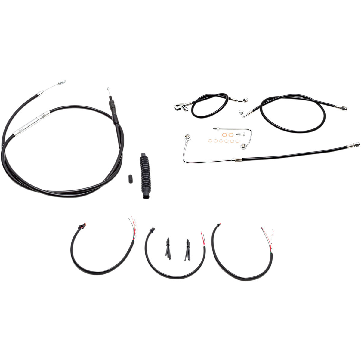 LA Choppers #LA-8151KT2B-08B - Complete Black Vinyl Braided Handlebar Cable/Brake Line Kit - Mini Handlebars - '16-'17 FLS