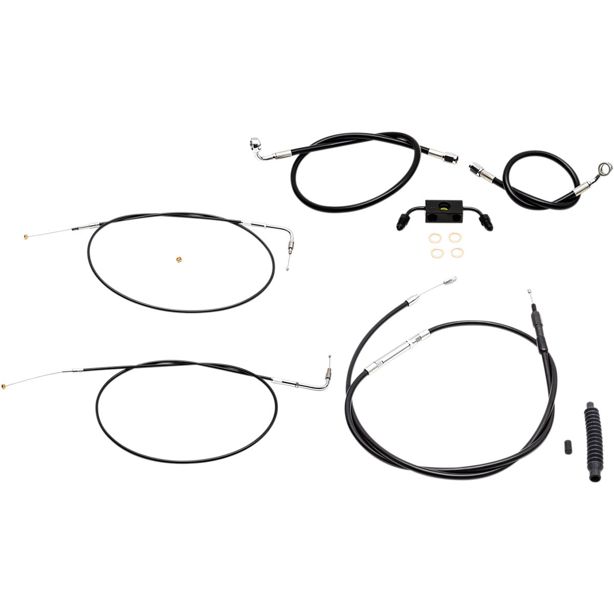 LA Choppers #LA-8321KT-08B - Standard Black Vinyl Handlebar Cable/Brake Line Kit - Mini Ape Hangers - '13-'22 Sportster