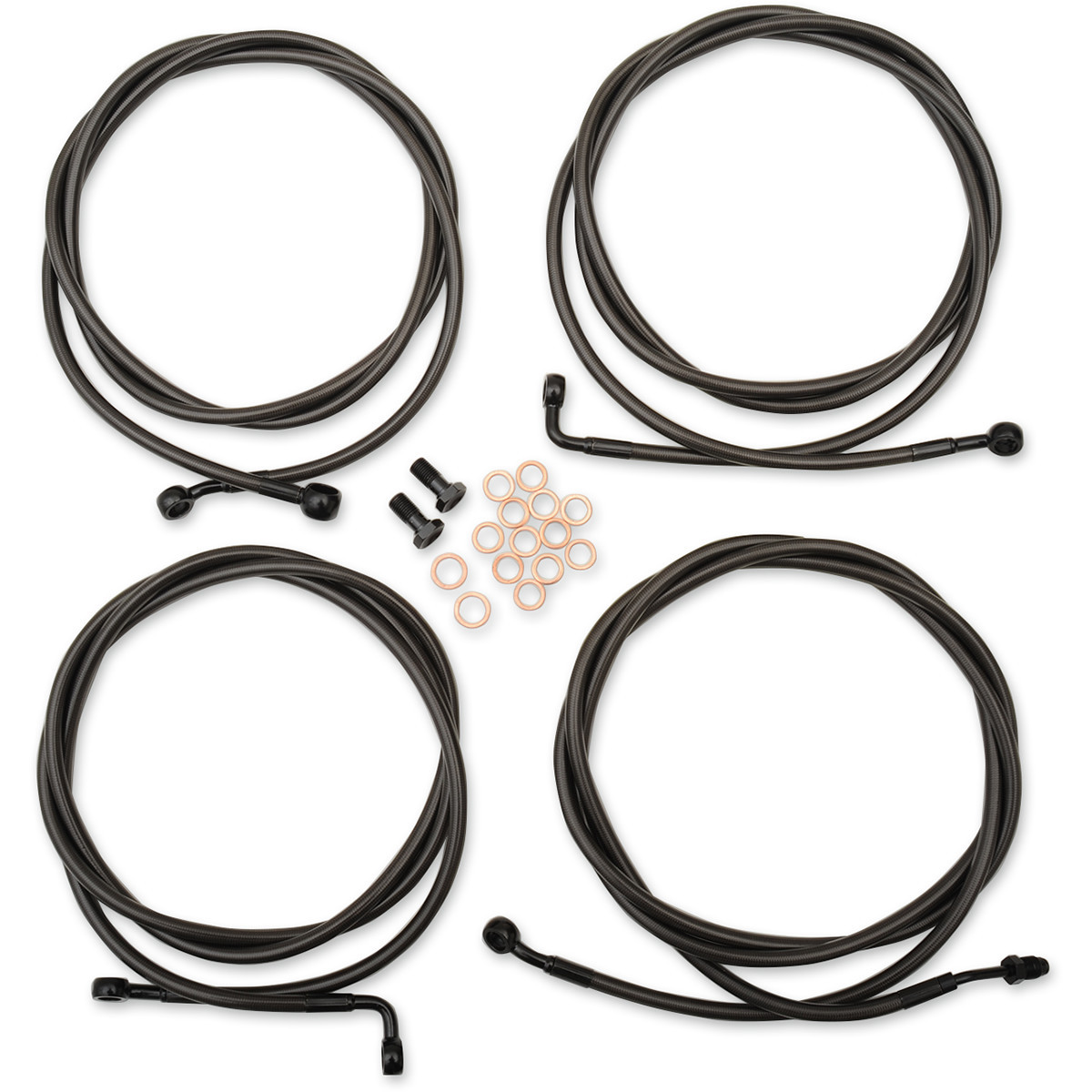 LA Choppers #LA-8054KT-19M - Standard Midnight Braided Handlebar Cable/Brake Line Kit - 18"-20" Ape Hangers - '17-'20 Touring