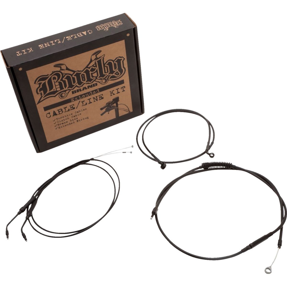 Burly Brand #B30-1139 - Jail Bar Cable Kit - 10" Handlebars - Black Vinyl - '07-'13 XL