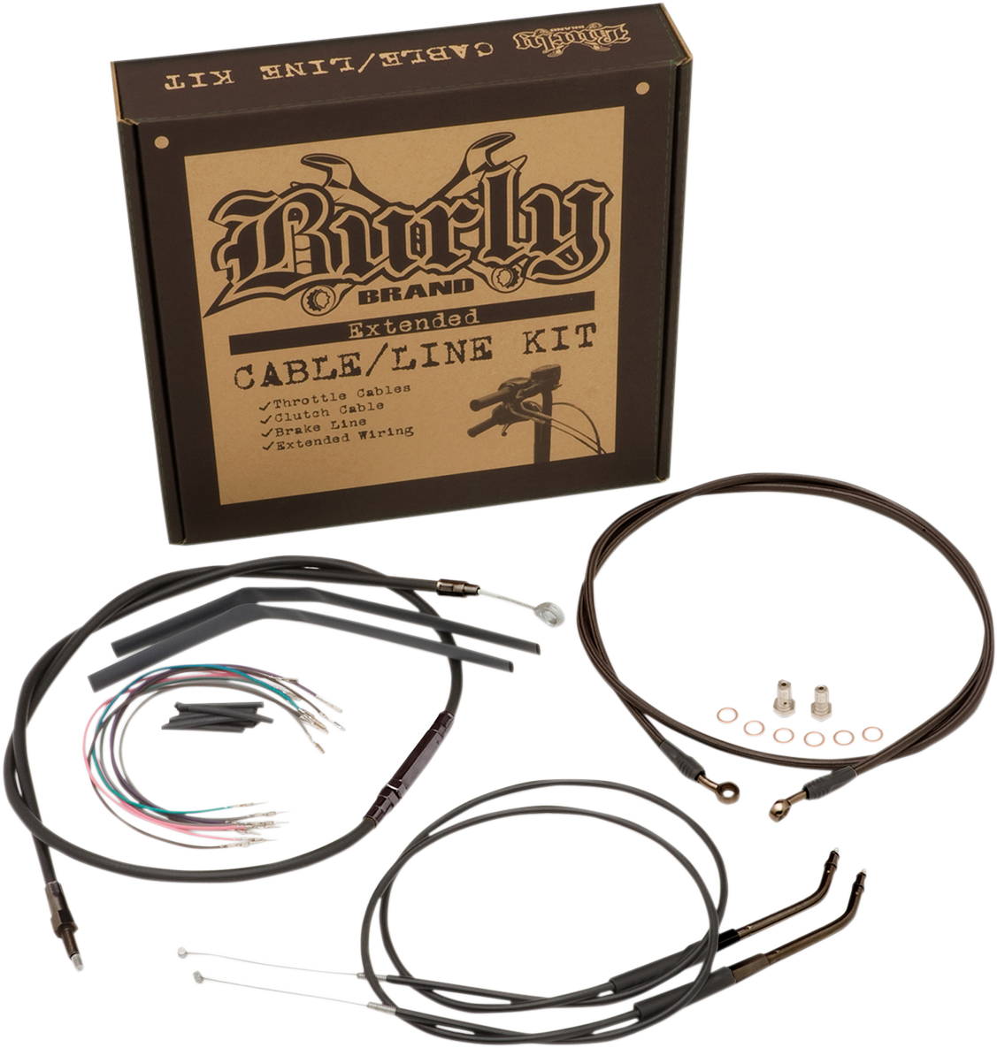 Burly Brand #B30-1146 - Cable Kit - Jail Bar - 10" Handlebars - Black Vinyl