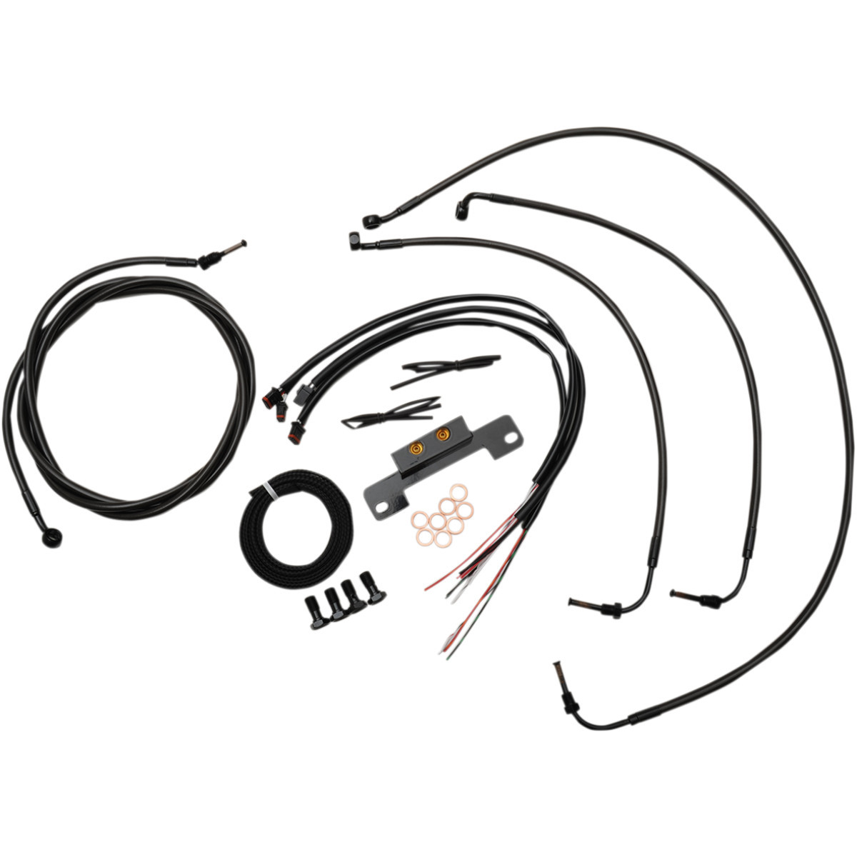 LA Choppers #LA-8055KT2-13M - Complete Midnight Braided Cable Kit - 12"-14" Handlebars - '17-'20 Touring