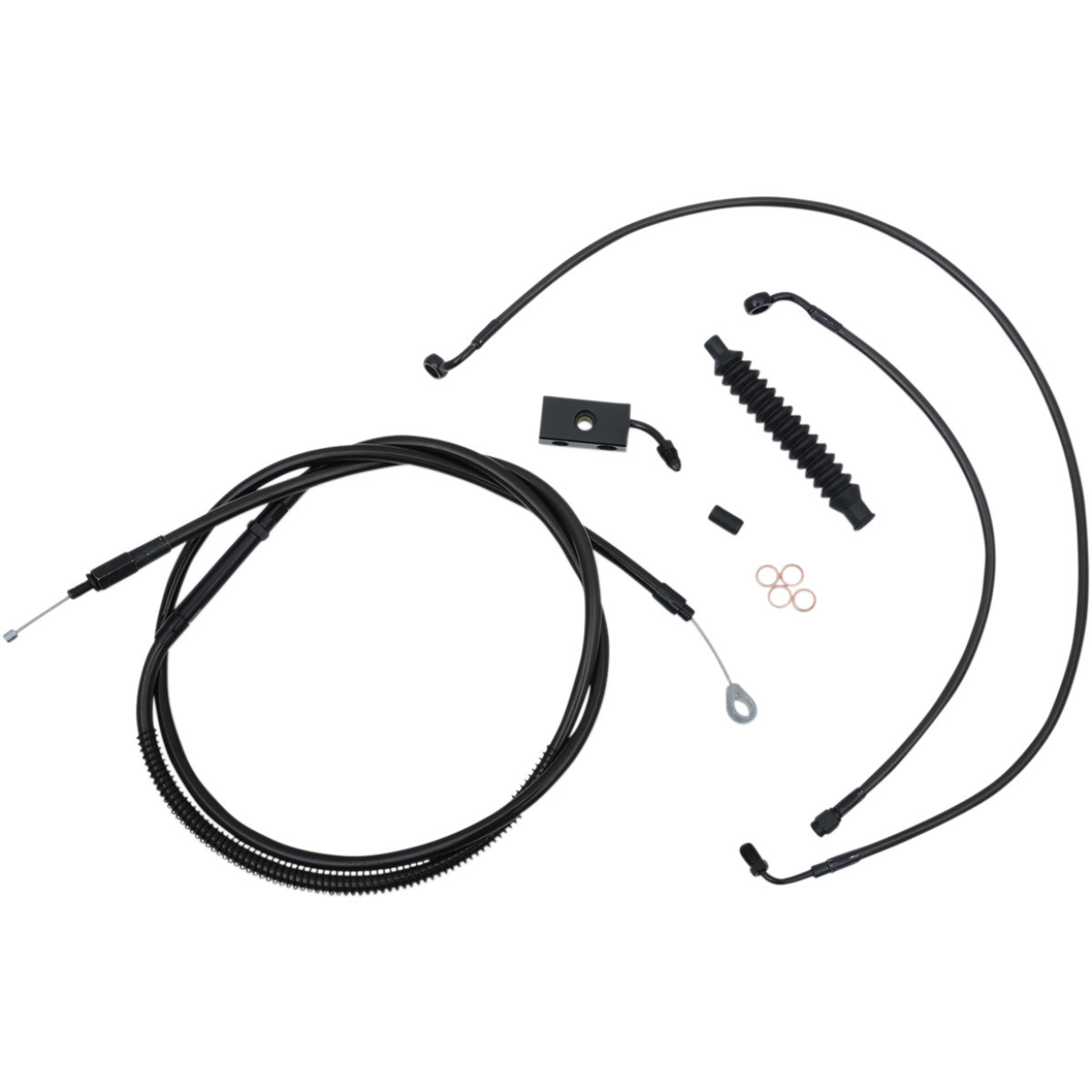 LA Choppers #LA-8152KT-13M - Standard Midnight Braided Handlebar Cable/Brake Line Kit - 12"-14" Ape Hangers - '18-'22 Softail