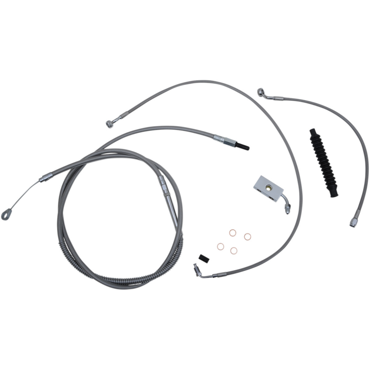 LA Choppers #LA-8152KT-16 - Standard Stainless Braided Handlebar Cable/Brake Line Kit - 15"-17" Ape Hangers - '18-'22 Softail