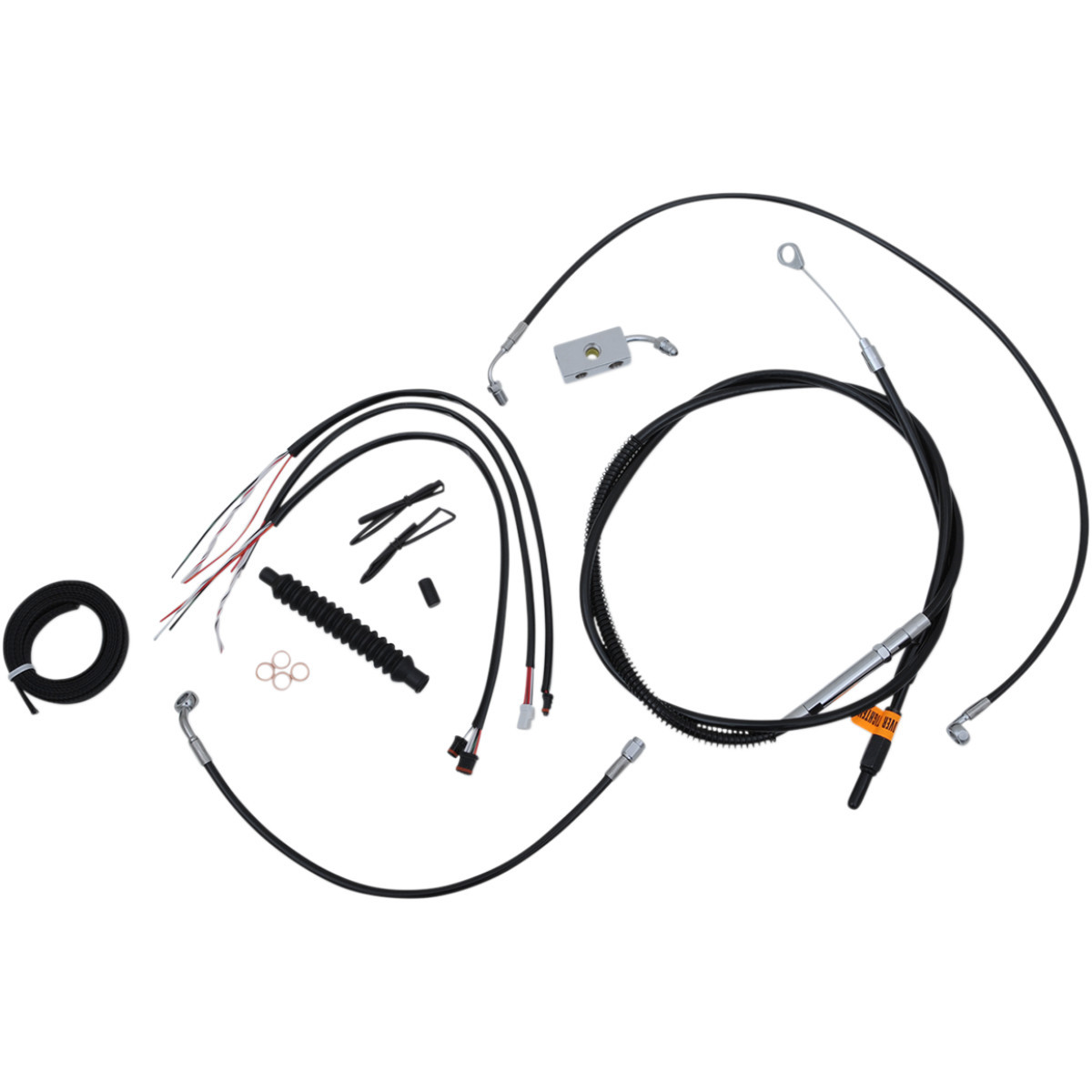 LA Choppers #LA-8152KT2-16B - Complete Black Vinyl Braided Handlebar Cable/Brake Line Kit - 15"-17" Handlebars - '18-'22 Softail