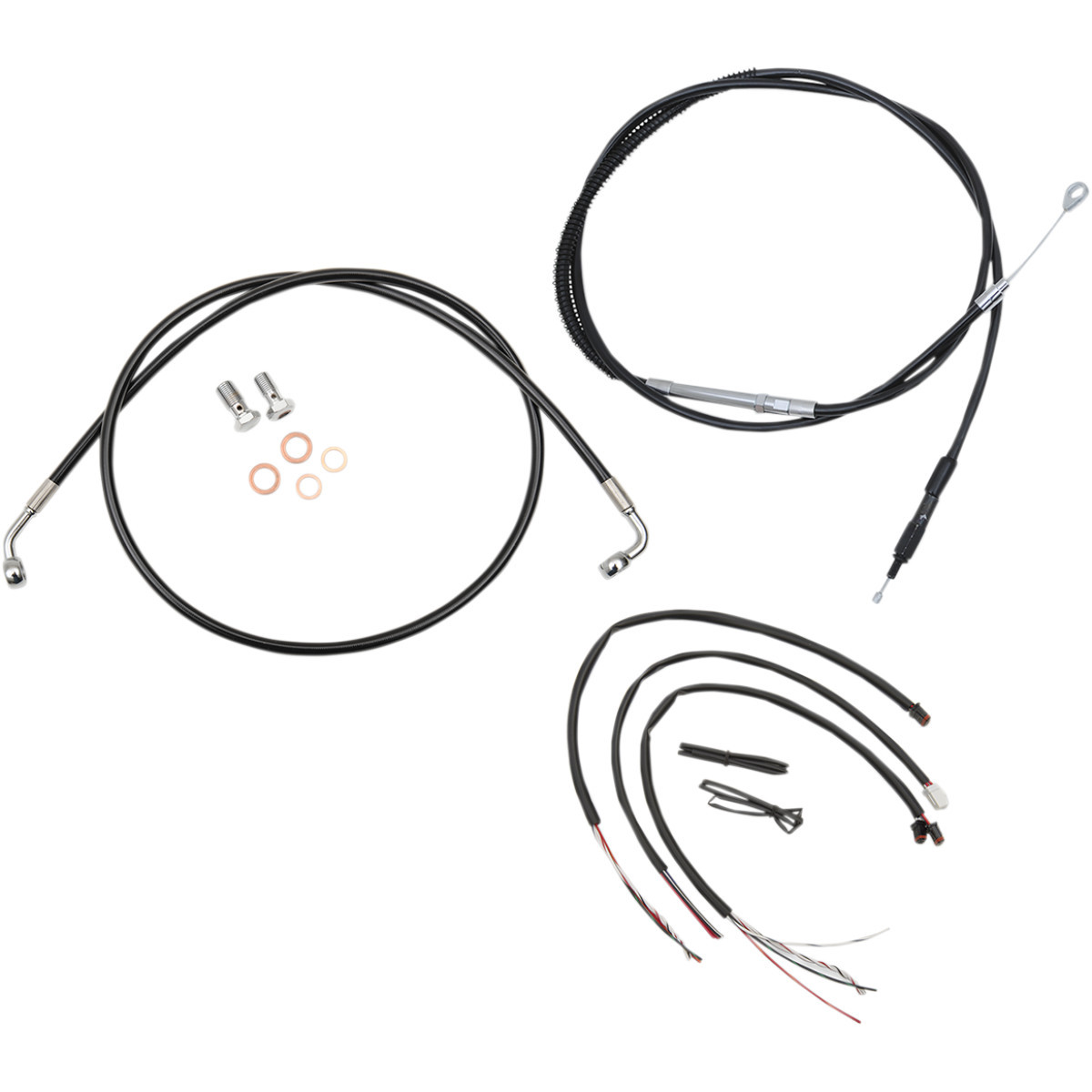LA Choppers #LA-8153KT2-16B - Complete Black Vinyl Braided Handlebar Cable/Brake Line Kit - 15"-17" Handlebars - '18-'22 Softail