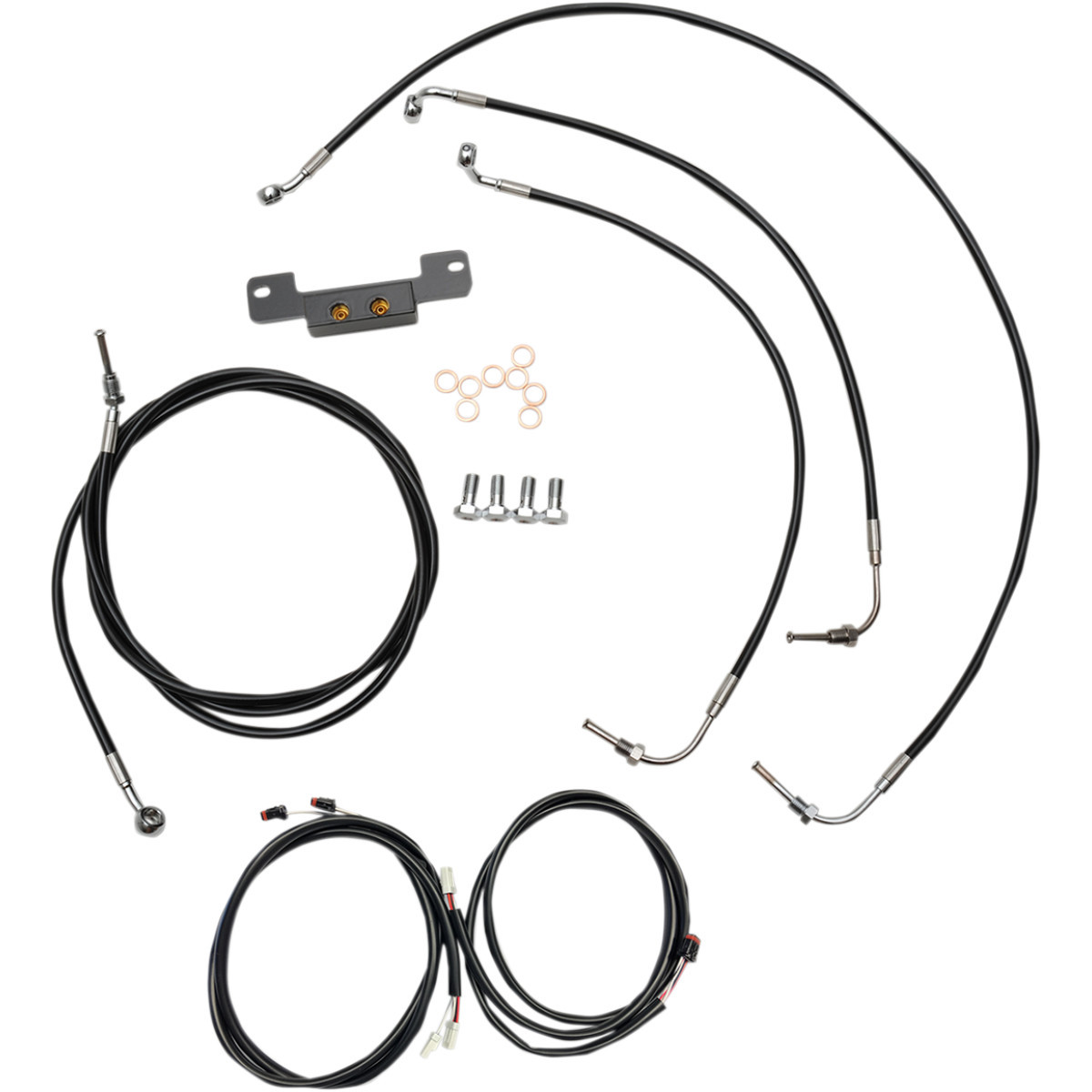 LA Choppers #LA-8055KT3-13B - Complete Plug-and-Play Cable Kit - 12" - 14" Handlebars - '17-'19 Touring - Black