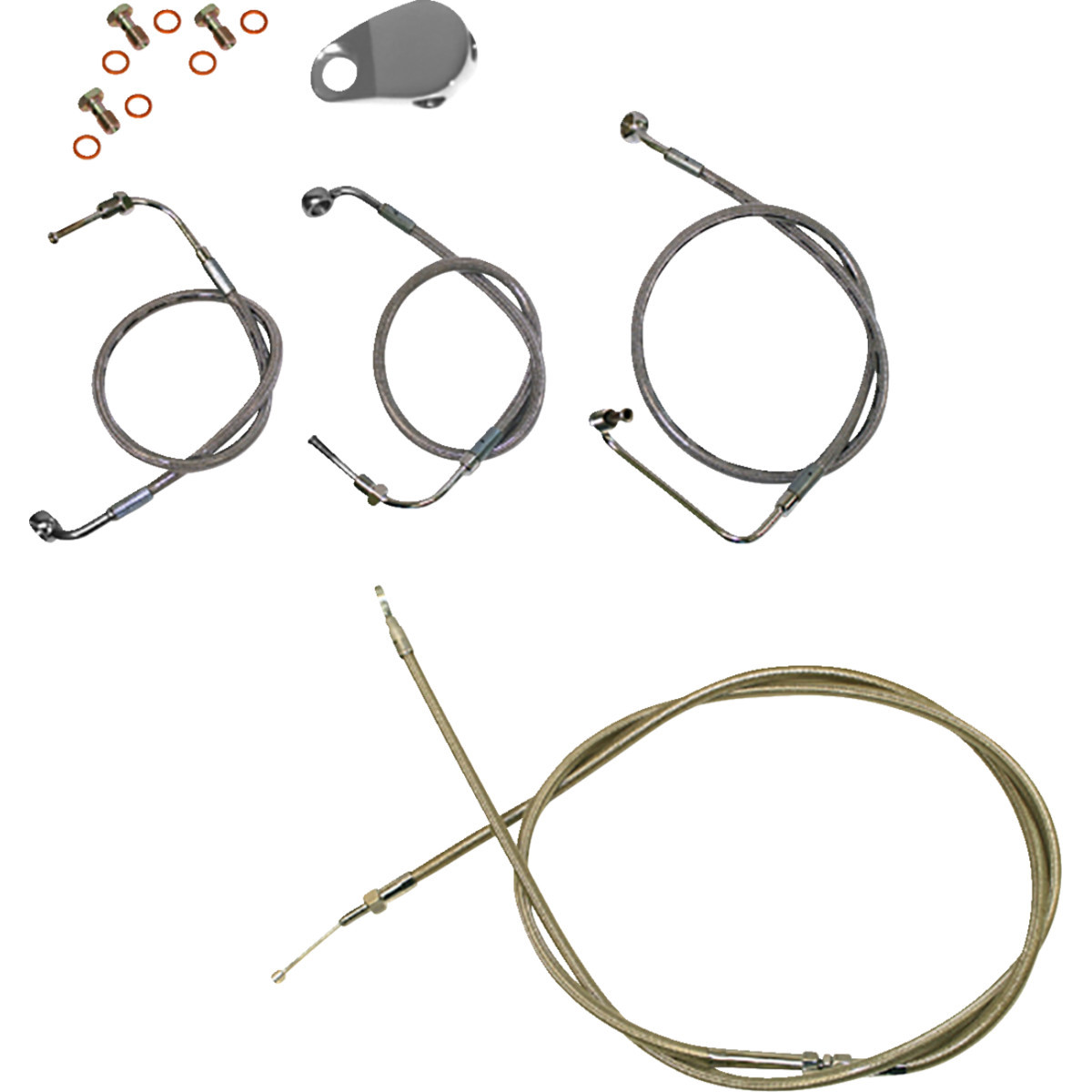 LA Choppers #LA-8155KT-13 - Standard Stainless Braided Handlebar Cable/Brake Line Kit - 12"-14" Ape Hangers - '18-'22 Softail