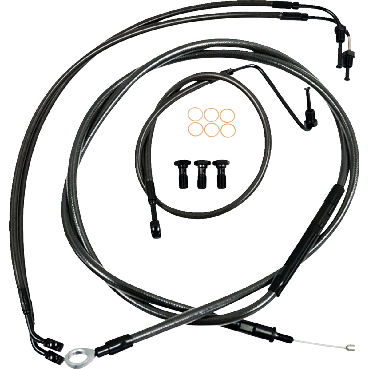 LA Choppers #LA-8155KT-13M - Standard Midnight Braided Handlebar Cable/Brake Line Kit - 12"-14" Ape Hangers - '18-'22 Softail