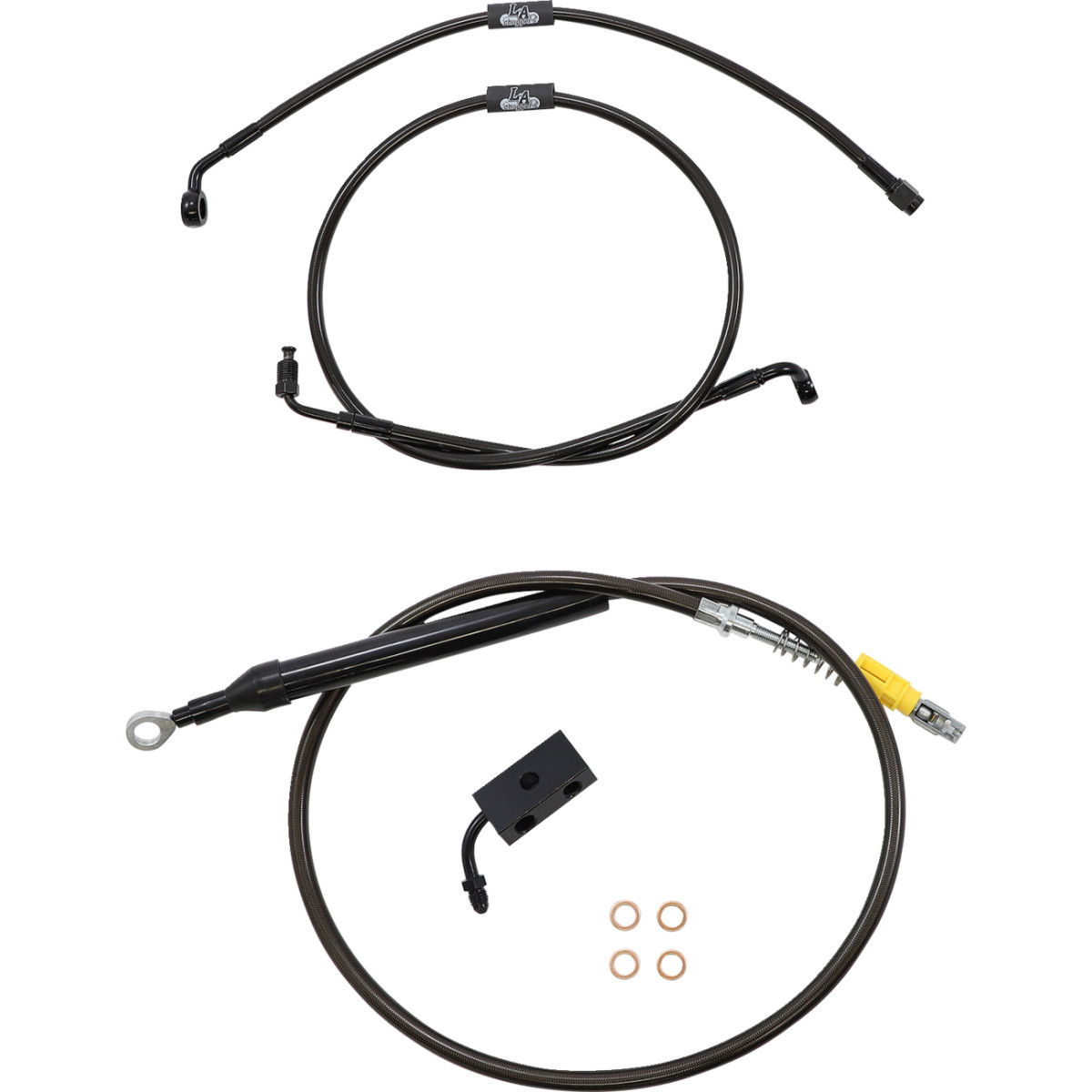 LA Choppers #LA-8155KT-16M - Standard Midnight Braided Handlebar Cable/Brake Line Kit - 15"-17" Ape Hangers - '18-'22 Softail