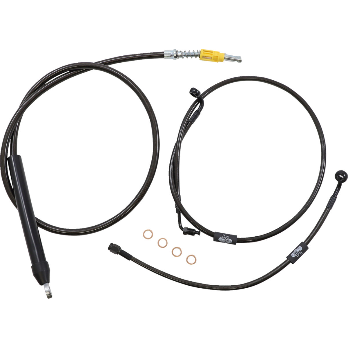 LA Choppers #LA-8155KT-19M - Standard Midnight Braided Handlebar Cable/Brake Line Kit - 18"-20" Ape Hangers - '18-'22 Softail