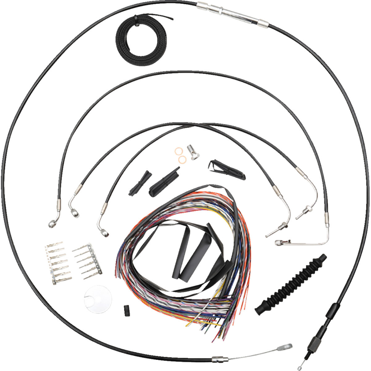 LA Choppers #LA-8155KT2-13B - Complete Black Vinyl Braided Handlebar Cable/Brake Line Kit - 12"-14" Handlebars - '18-'22 Softail