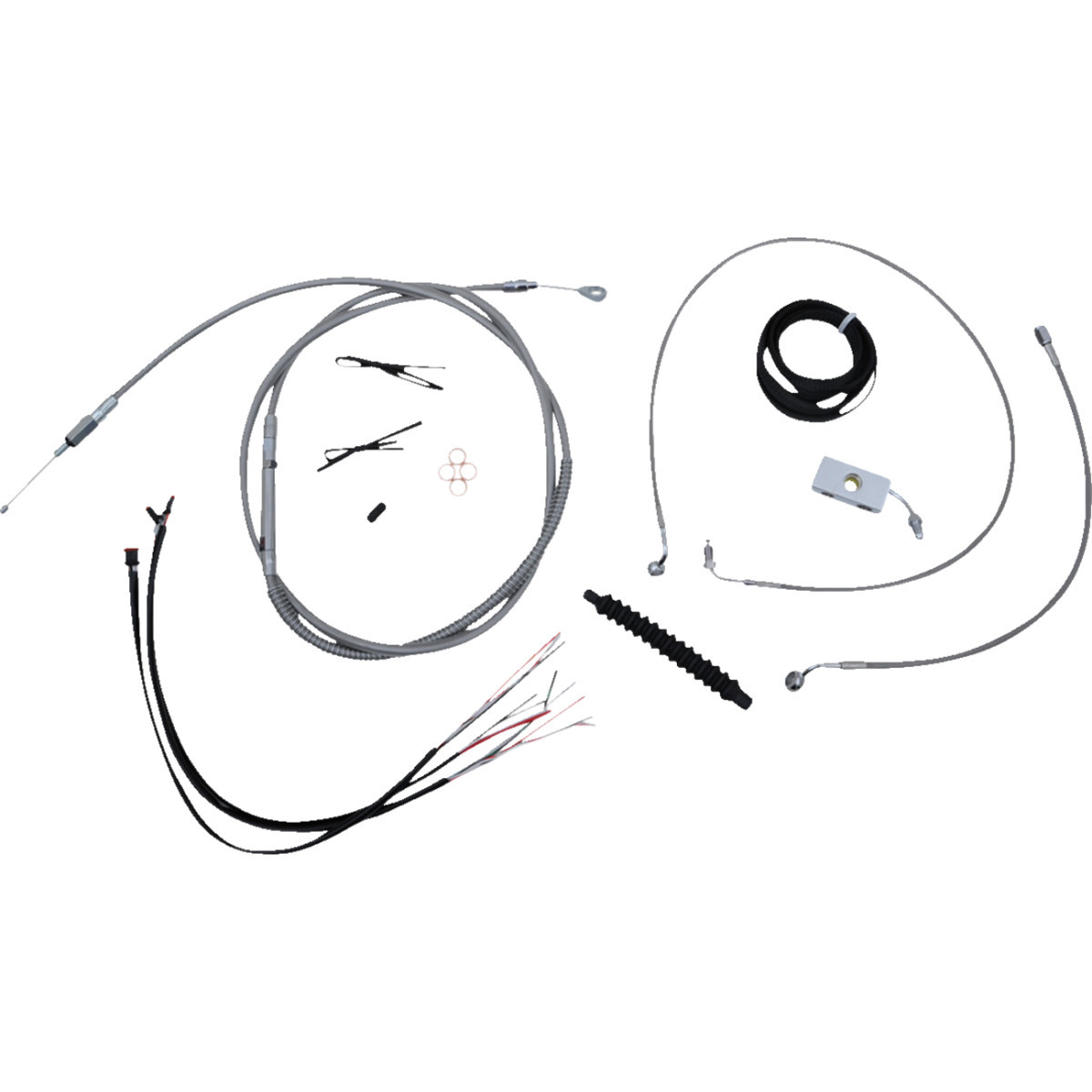 LA Choppers #LA-8156KT2-13 - Complete Stainless Braided Handlebar Cable/Brake Line Kit - 12"-14" Handlebars - '18-'22 Softail