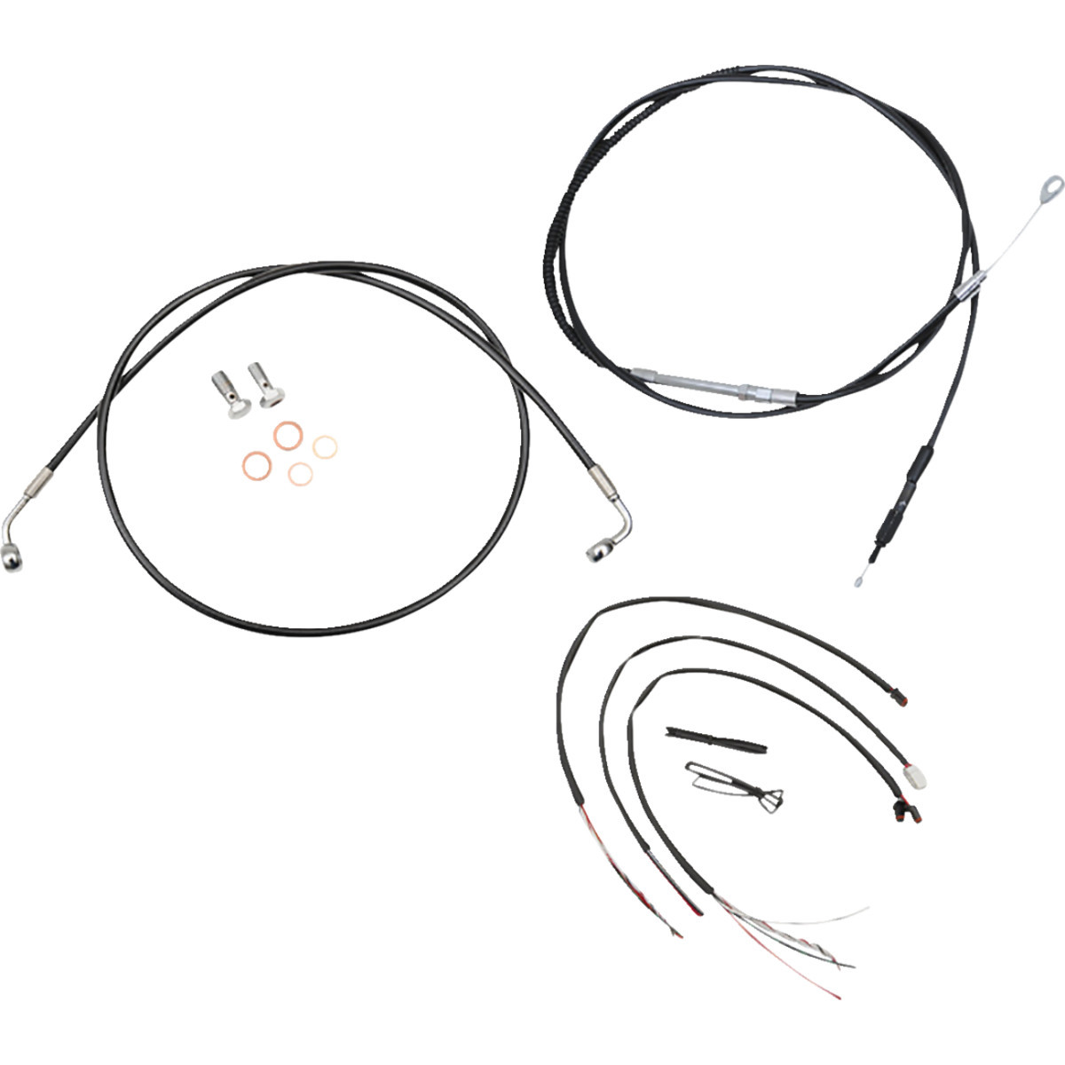 LA Choppers #LA-8156KT2-13B - Complete Black Vinyl Braided Handlebar Cable/Brake Line Kit - 12"-14" Handlebars - '18-'22 Softail