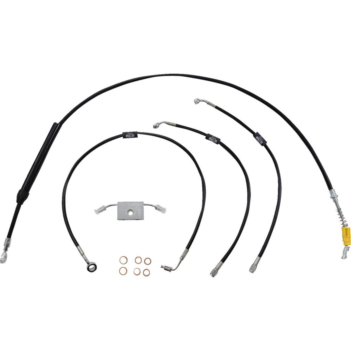 LA Choppers #LA-8157KT-13B - Standard Black Vinyl Handlebar Cable/Brake Line Kit - 12"-14" Ape Hangers - '18-'24 Softail